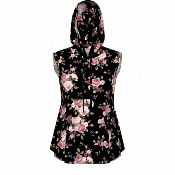 LuLaRoe Tops - LuLaRoe Floral Sleeveless Hoodie